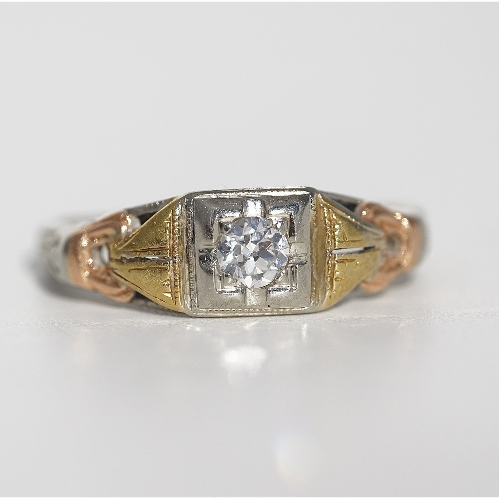 Antique 18k Solid Multi Colored Gold Filigree Eng… - image 2